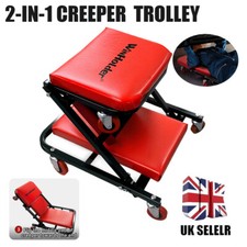 2 In 1 Z Creeper Seat Crawler Padded Folding Trolley Garage Workshop Stool Tool