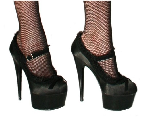 Shoes black satin lace inch - shoes,