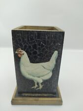 Handmade, Helen Porter Decoupage Pen holder. Chicken.