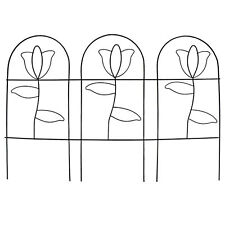 Garden Metal Black Tulips Fence Lawn Edging Flower Bed Path & Border PanelsDecor