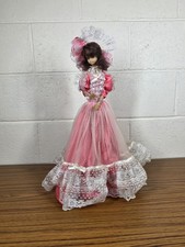 Vintage music southern Belle Lady doll in pink dress and hat