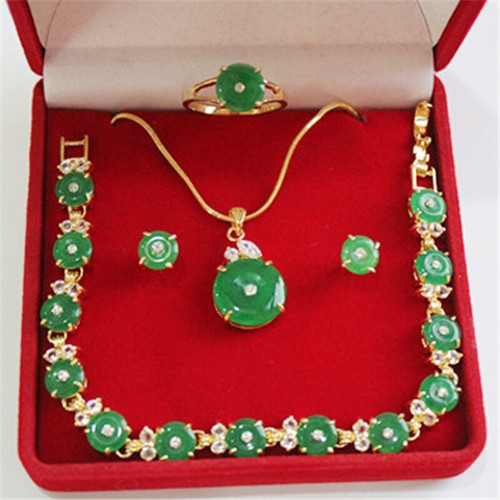 Green jade 18k gold - jade,