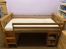 Julian Bowen Solid Pine Cabin Bed with Desk and Cupboard and mattress 