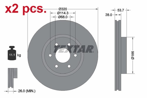 Pcs front brake disc rotors - x2,