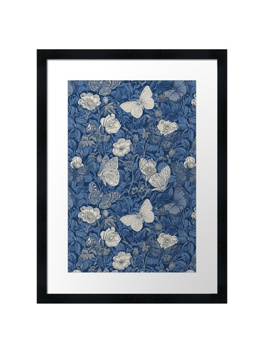 Victorian indigo butterflies - indigo,