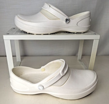 Crocs Womens White Slip-Resistant Shoes Mercy Work Comfort Clog Shoes uk5 p311