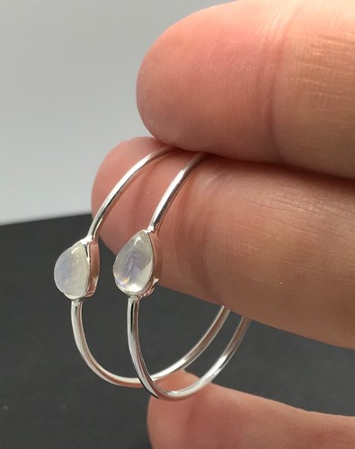 Rainbow moonstone hoop