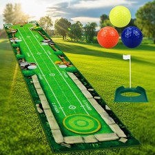 Golf Putting Mat Set with Return Track Indoor & Outdoor