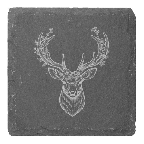 Floral stag head slate - 4,
