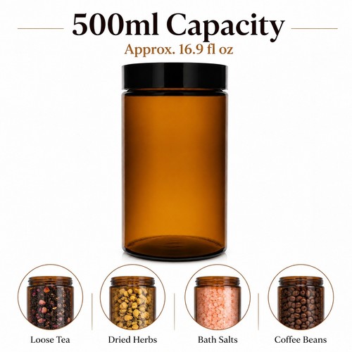 Amber glass jars airtight - glass, lid