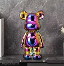 Iridescent Teddy Bear Statue Sculpture Home Decor Gift 17cm Mother's Day gift.