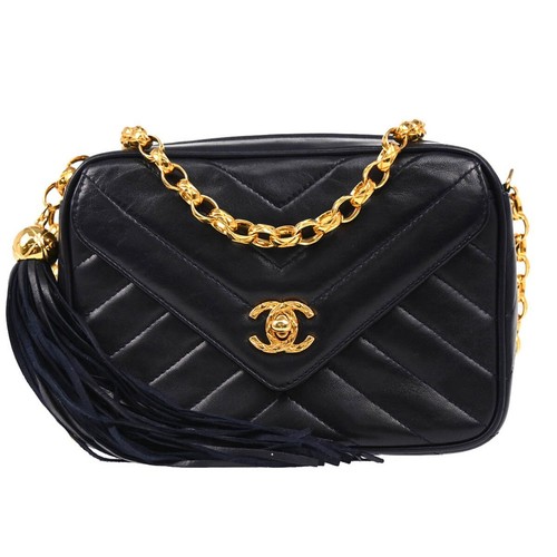 Chanel navy lambskin chevron - chanel,