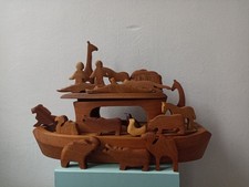 Vintage Scandinavian Wooden Noah’s Ark Hand Crafted Mid Century Danish Model Toy