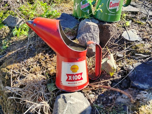 Vintage oil jug pourer shell - oil,