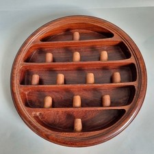 Vintage Mahogany Thimble Display 24cm holds 12 thimbles heavy solid curios