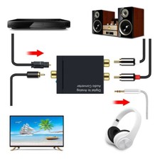 Digital to Analog Audio Converter Adapter 3.5mm Jack, L/R RCA for TV Home Cinema