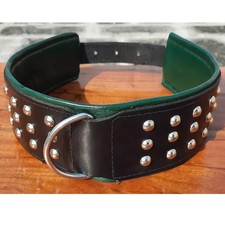 3" Wide Black Soft Leather Studded Dog Collar Heavy Duty for Large Breeds Dogs