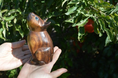 Vintage hand carved wooden cat - vintage,