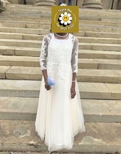 A-line Scoop Floor-Length Lace Tulle Flower Girl Dress