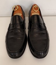 LOUIS VUITTON MEN BLACK EBENE GENUINE LEATHER PENNY LOAFERS UK8M EU42M GS002