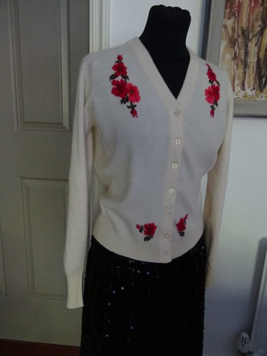 Vintage cream floral - 50's, +