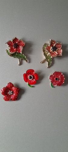 Diamante style red flower - diamante,