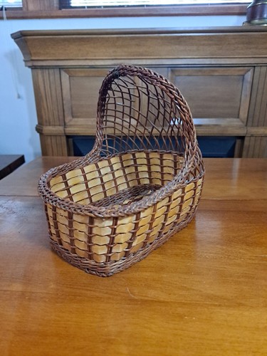 Vintage woven wicker - woven, doll