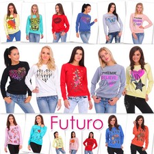 Womens Jumper With Print Pullover Top Sweat Gift For Her Girls Blouse Sweatshirt