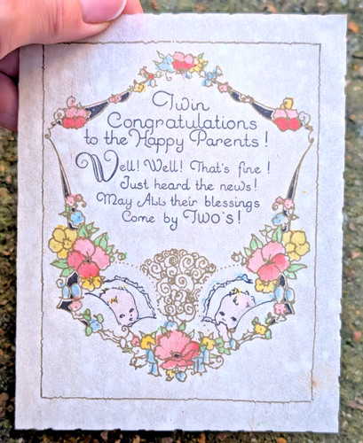 Vtg twins congratulations - twins,