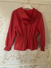 Pinko Red Leather Look Hooded Windproof  Jacket Bust 38/40 ins
