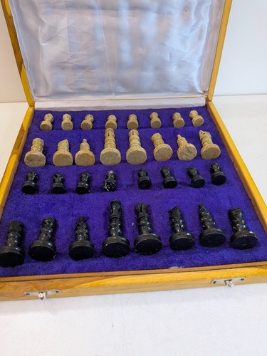 Carved chess set - carved, stone