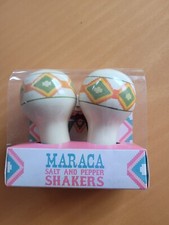 Novelty Mexican Themed Maraca Salt and Pepper Shakers- Never Used.