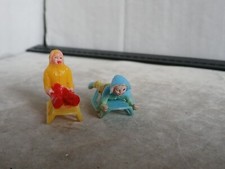 Vintage Children on Sleds Plastic Christmas Holiday Deco Made in Hong Kong#355