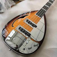 4 Strings Sunburst Drop Vox Phantom Electric Bass Guitar Semi Hollow Body Single