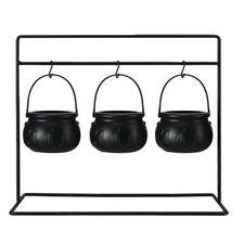 3/6/9 Witches Cauldron Candy Buckets Sturdy Plastic Halloween Decors Hanging Pot