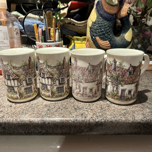 Four english cottage mugs - english,