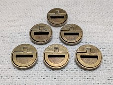Set of 6 Drexel Accolade Campaign-Style Brass Recessed Drawer Pulls Handles