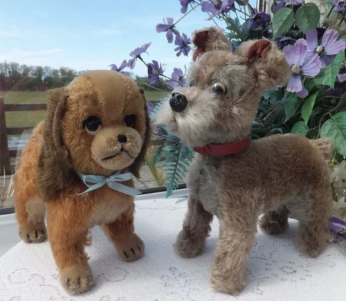 Vintage standing plush dog - standing,