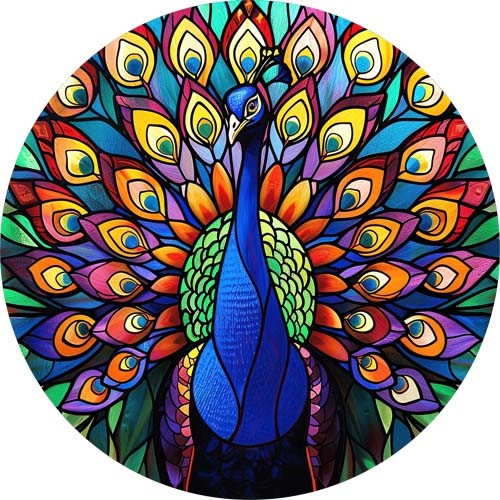Stained glass peacock wall - glass,