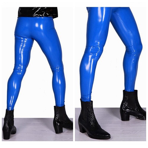 Men faux latex legging stretch - legging,