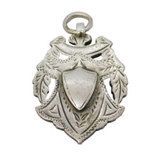Sterling Silver Floral Sporting Fob Medal Antique 1911 Birmingham Art Deco