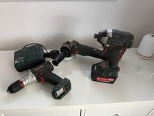 METABO 18v IMPACT DRIVER , DRILL AND ANGLE GRINDER , 2 BATTERIES & CHARGER 