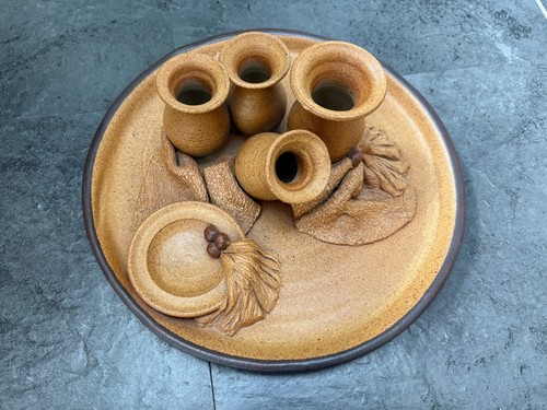 Stoneware plaque with jug - stoneware,