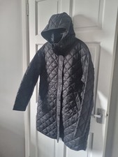 Size XS Approx 8-10 DUNNES Black Light Padded, Hooded Coat.