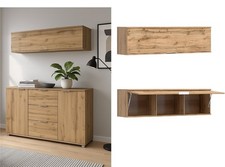 Wall Mounted Cabinet Living Room Floating Unit Lift Up Door 135cm Oak Effect Zel