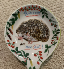 Anthropologie NATHALIE LETE Hedgehog "Bonjour Mon Ami" spoon rest  EXCELLENT!