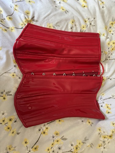 Red pvc corset - red,