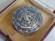 Novelty Silver Plated Masonic Vesta Match Safe Case Box