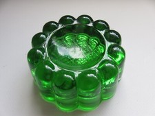 Art Deco Green Glass Piano Insulators Jelly shaped with frets