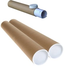 STRONG CARDBOARD POSTAL TUBES+PLASTIC END CAPS 76MM 3" 50mm 2" x A0 A1 A2 A3/A4